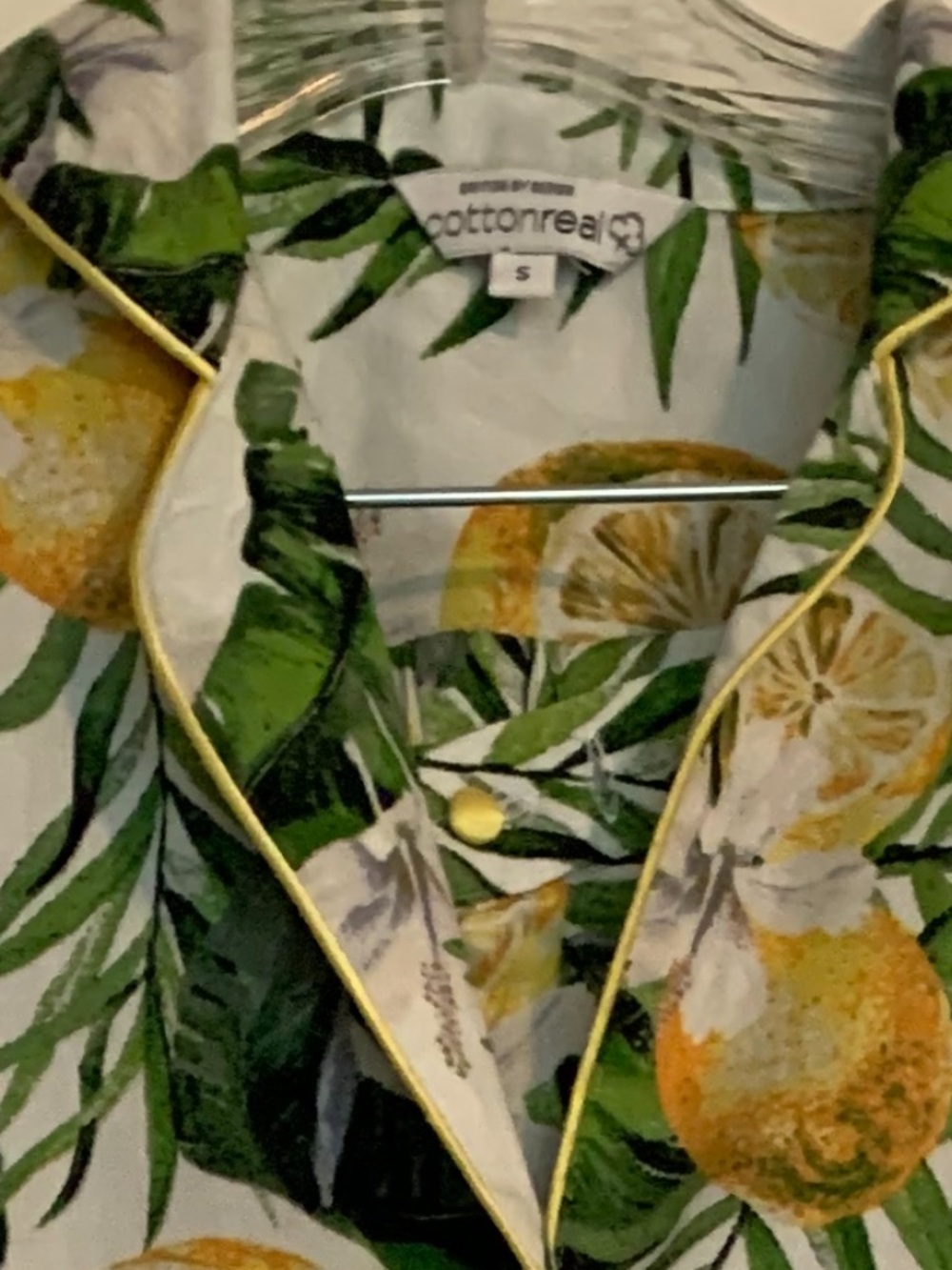 Cottonreal Leaf & Lemon Print Short Sleeve Pajama Set size S - Picture 3 of 12